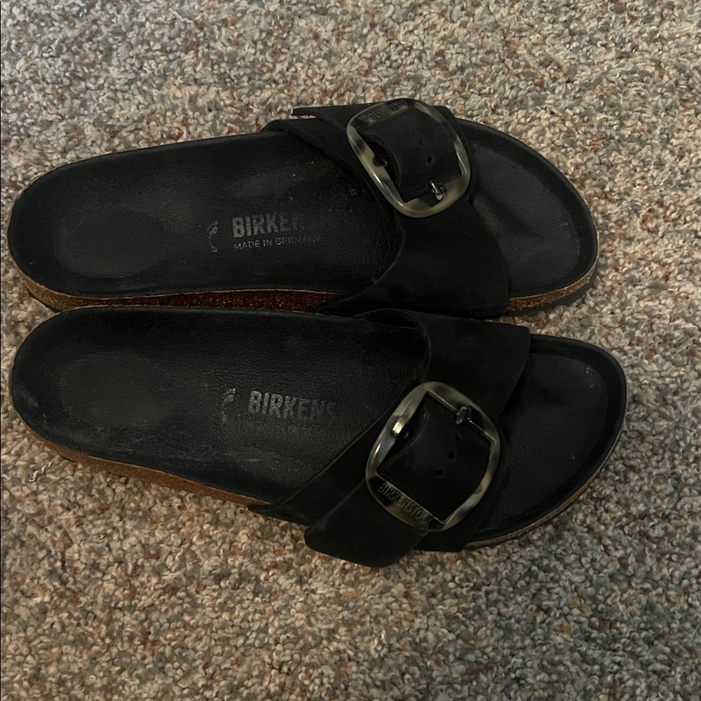 Birkenstock Black Sandals with Silver Buckle